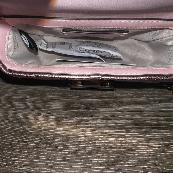 NWT Kate Spade Carey Crossbody Metallic Pink Quilted Leather Micro Chain - Picture 3 of 12
